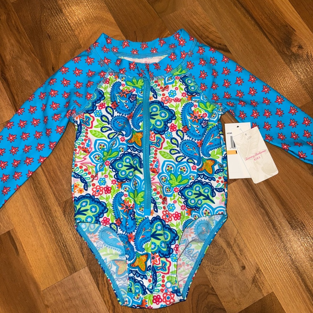 Tommy bahama swim suit bathing suit long sleeve zip up 12‎ months UPF NWT
